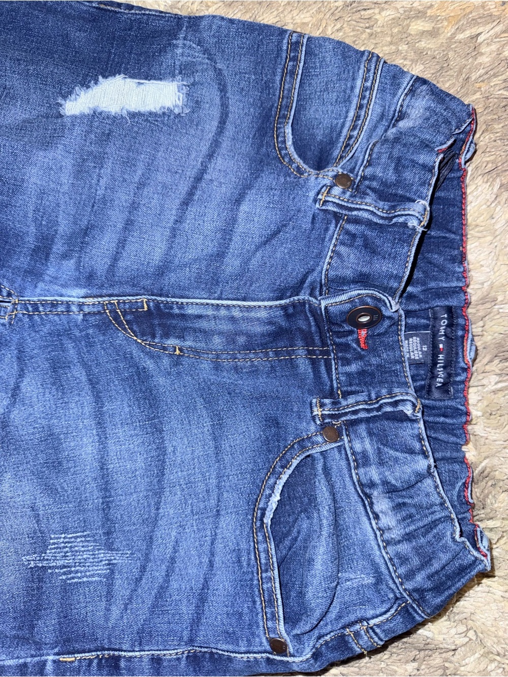 Tommy Hilfiger Women's Medium Blue Skinny Distressed Jeans